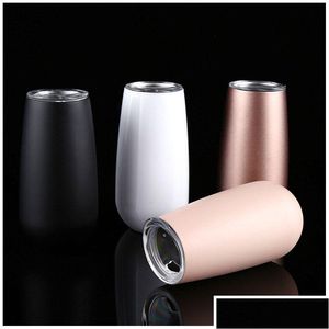 Tazas 6Oz D Taza con tapas Vacío de acero inoxidable Insated Tea Coffee Wine Water Cups Travel Portable Drinking Vt1519 Drop Delivery Hom Dhcay