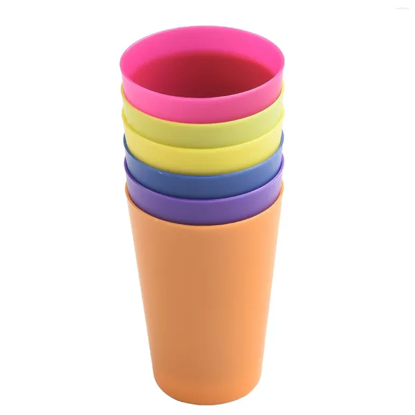 Tazas 6pc Tazas de plástico coloridas Reutilizable Taza de beber ecológica Apilable Agua Café Jugo Bebida Picnic Travel Drinkware