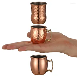 Tazas 6pcs mini martillo Moscú Mule Mug Espresso S Gafas: Lindo 2oz para Bar |Conjunto de 6 -Copper chapado