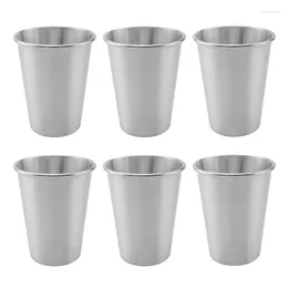 Tasses 6pcs en acier inoxydable tasse de bière boissons d'eau froide utilisation de bureau domestique gargariser le vin 350ml