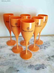 Mugs 6x Veuve Clicquot Acrylique Plastique Champagne Orange Flûtes Verres à Vin 180ml L240312