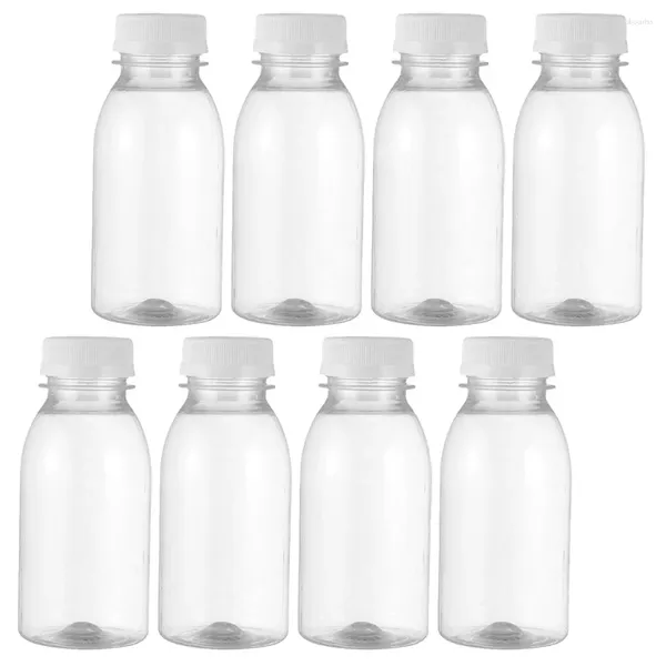 Tazas 8 PCS Contenedores de refrigerador Botella de leche Mini Botellas de agua reutilizables Jares vacíos Tapa a granel Nevera Viajamiento
