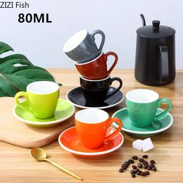 Mokken 80 ml espresso cup vaste kleur keramische mok Europese afternoon tea koffie en schotel set thuiskantoor drinken
