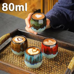 Tasses 80 ml fambe tasses de café italien petites expresso tasse s verre masterkung fu glaze en céramique grossier 1 pc couleur correspondant