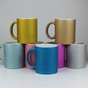 Mugs 96pcs / lot 320 ml / 11oz sublimation Ceramic Mug étincelante / fluorescent / UV Porcelain Porcelaine China Cup Diy Designs in White Box 240410