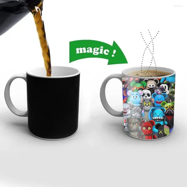 Tasses abstraites-graffiti-cartoon-panda-poster-funny-toy-bar couleur changage de thé tasse de thé tasse de lait