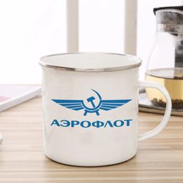 Tasses Aeroflot Russian Airlines Tasse à café Tasse en émail Thé Lait Bière Drôle Cadeau Unique Fans Commémoration