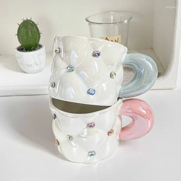 Tasses ahunderjiaz-créatives en céramique tasse ménage de tasse de tasse de tasse pour couple pour couple mignon étudiant de luxe