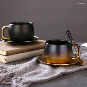 Tasses à café en céramique progressive américaine, ensemble créatif givré et soucoupe, petit luxe, tasse de thé de l'après-midi anglais, cadeau