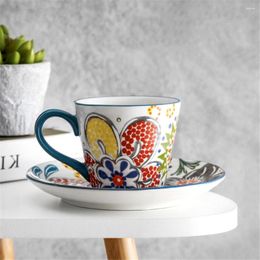 Mokken American Painted Ceramic Coffee Cup and Saucer Set Custom Gift Thee Gratis Eén lepel per