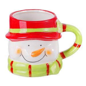 Mokken Amosfun 1pc Kerstmis Keramische Mok Sneeuwman Patressed Coffee 3D Figural Water Cup voor Kerstmis Partij