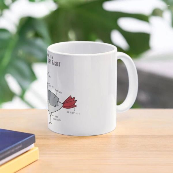 Tazas Anatomía de una taza de café de loro gris africano té personalizado y tazas de cerámica creativas