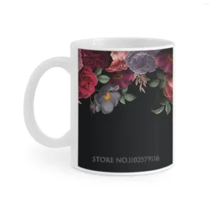 Mokken Antieke botanische nacht waterverfrozen op zwarte witte mug bedrukt grappige theekop geschenk Gepersonaliseerde koffie bloesem lente