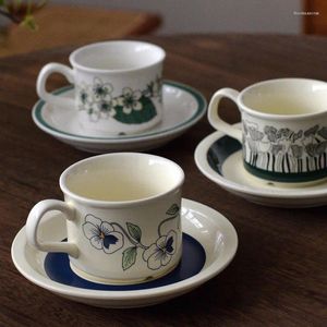 Tasses antiques créatives tasse à café et soucoupe ensemble délicat après-midi assiette à dessert ménage bureau tasse à boire