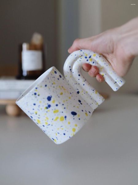 Tazas arte Simple café leche Taza de cerámica resistente a altas temperaturas regalo suave encantadora chica Kawaii Tazas decoración escritorio