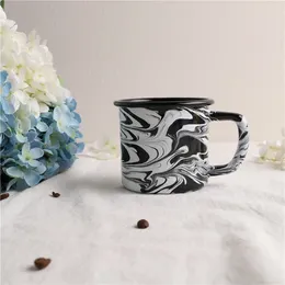 Tasses Art nuage blanc marbre noir Splash émail tasse d'eau café lait thé 380ml
