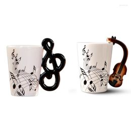 Tasses AT14 2pcs tasse en céramique tasse de personnalité cadeau d'instrument de musique unique - note de poignée de violon