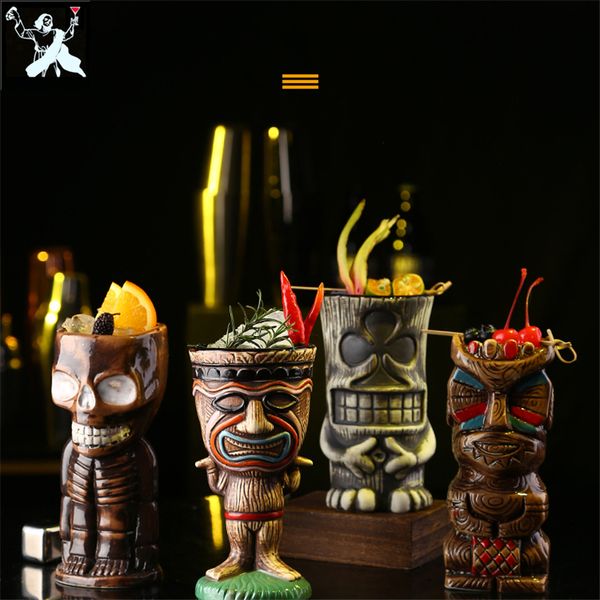 Tasses Bar Poker Tiki Tasse Creative Hawaii Céramique Tiki Tasse Cocktail Personnalisé Tasse Zombie Tasse Porcelaine Bière Vin Tasse Tasse Bar Outils 230607