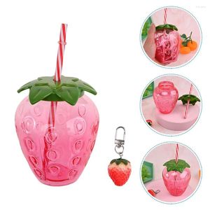 Mokken Beach Party Cup Kinderen Fruitvormige kopjes Plastic thema Aardbeienrietjes Drink Decoraties