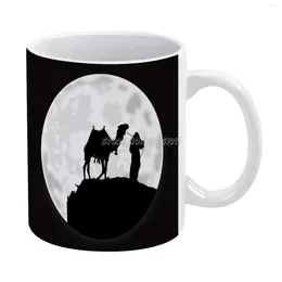 Tasses bédouin sous la lune blanche tasse de tasse de café fille cadeau de thé au lait tasse de sable animal bosse bosse déserte ideau mignon lover lo