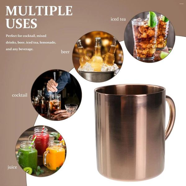 Tasses Tasse de bière Moscou Mule Cuivre Acier inoxydable Thé Café Lait Tasse d'eau Potable Cuisine Bar Chopes