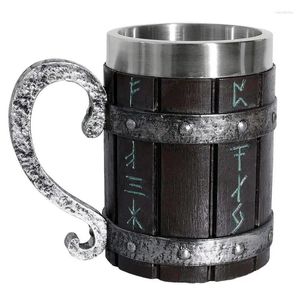 Tazas Beer Viking Vintage Oak Barrel Paza Stein con acero inoxidable Beber Café Doble Class