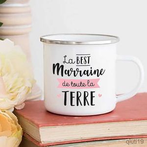 Tasses Meilleure Marraine Dans Le Monde Tasse D'impression Tasses À Café Créatives Boire De L'eau Tasse De Lait Tasse En Émail Accueil Poignée Verres Marraines Cadeau R230713