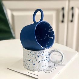Tasses grande boucle d'oreille tasse tasse à café nordique poignée en céramique avec des points bureau à domicile eau tasses à thé lait