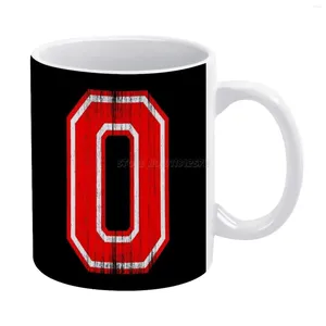 Tazas Letra roja grande O Taza blanca Café Chica Regalo Té Taza de leche Alfabeto universitario Fanático de los deportes Equipo universitario