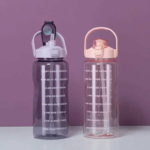 Tasses Big Water Bottle For Sports Drinking Bottle 2 litres avec Time Marker Bicycle Gym Tobus