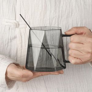Tasses en verre de diamant noir café avec poignée tasse tasse à haute température résistante à l'office de luxe de luxe
