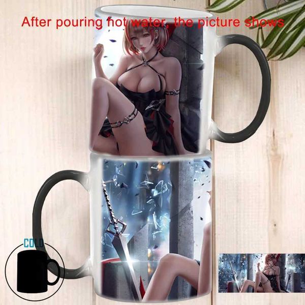 Tasses jupe noire femme magique Mug céramique mugscoffee Cupcolor Changement mugspersoncizedSSublimationtumers Cup Bar 240410