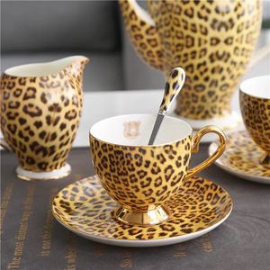 Mokken Bone China Britse mok Theekop Luipaardprint Porselein Koffie Keramiek Servies 231026