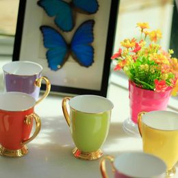 Tasses Tasse à café en porcelaine d'os Vintage porcelaine Caffe Cap Drinkware tasse à thé rose vaisselle de mariage cadeau d'anniversaire bureau décor à la maison