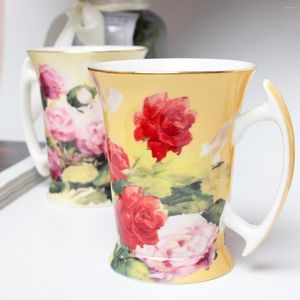 Tasses Bone China Mug Peinture à l'huile Tasse en céramique colorée Eau Café frais Lait