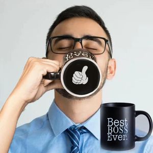 Tasses Boss Ever tasse à café 11oz tasse à thé de bureau en céramique noire cadeau d'anniversaire Huaband fête des pères