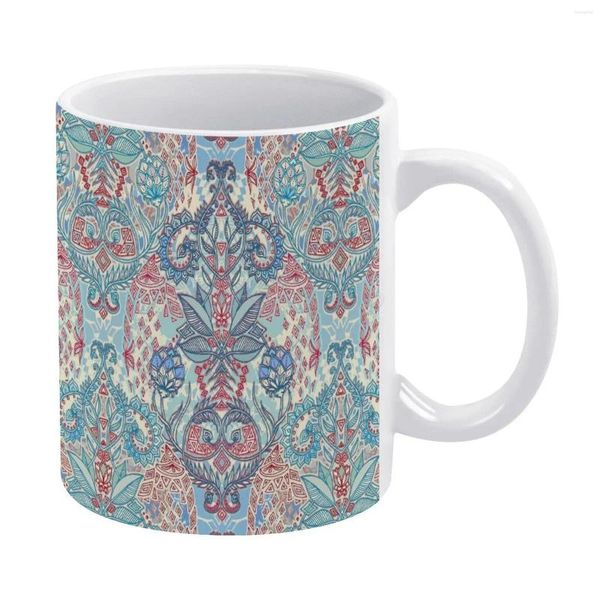 Mugs Modèle de géométrie botanique dans le rouge bleu rouge tasse blanche tasse de bonne qualité imprimer 11 oz tasse de café