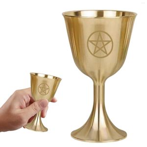 Mokken Brass Chalice Beverage Tumbler Cups Altaar Goblet Wicca Gold Ceremony Moon Divination Astrologisch gereedschap voor thuis
