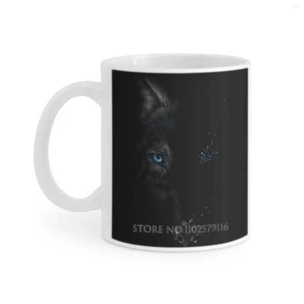 Tasses Breaking Wolf tasse blanche tasse à café tasses à thé au lait cadeau pour les amis noir fourrure Animal Cool sauvage Canine bleu oeil pause