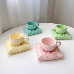 Tasses en céramique à poignée ronde avec plateau d'oreiller, tasse à café, thé au lait, tasses de bureau, verres, cadeau d'anniversaire pour amis