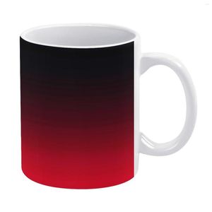 Tazas Taza Ombre roja brillante y negra Gradiente minimalista Venta al por mayor Tazas de chocolate de porcelana retro