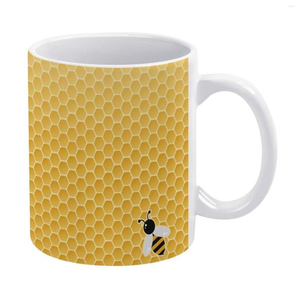 Tazas Bumble Bees Mug Cute Honeycomb Print Venta al por mayor Funny Ceramic Cappuccino Cups