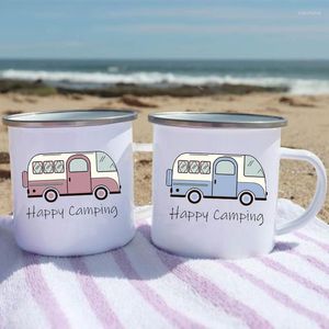 Mokken Camper Creatieve koffie Mok Travel Tea Cup aangepaste naam melk wijn camping glazuur handgemaakt handgreep drinkware gepersonaliseerd cadeau