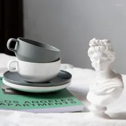 Mugs Cangkir Keramik Eropa Utara Sederhana Dan Piring Sesuai Restoran Desktop Kopi teh Sore dekorasi Rumah moderne
