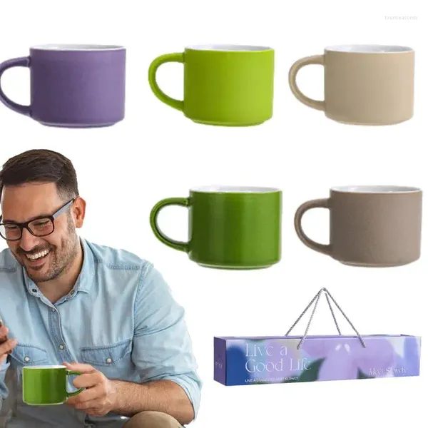 Tasses tasses de cappuccino Set en céramique Travel Café Masse 5pcs Thé réutilisable avec poignée pour le vin d'eau de bière de bière soupe