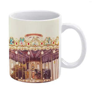 Tasses carrousel tasse blanche café 330 ml de thé en céramique tasse de thé au lait et cadeau de voyage pour amis paris joyeux go round fu