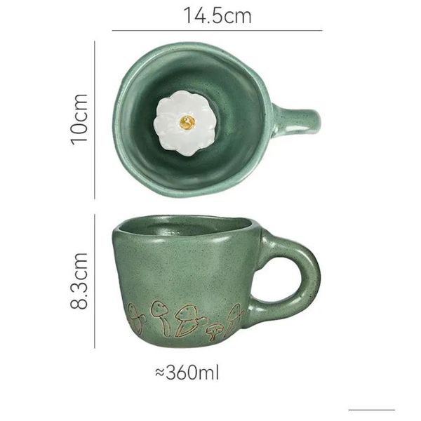 Tasses Dessin animé 3D Animal à la main escargot chat chien marguerite tasses en céramique cuisine verres mignon grand café thé tasse tasse amusant cadeau d'anniversaire goutte Dhdor