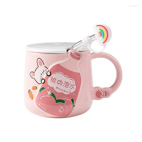 Tasses Cartoon Animal buvez une tasse de céramique avec une tasse de café en paille tasses de petit-déjeuner d'origine thermo pour porter le bar