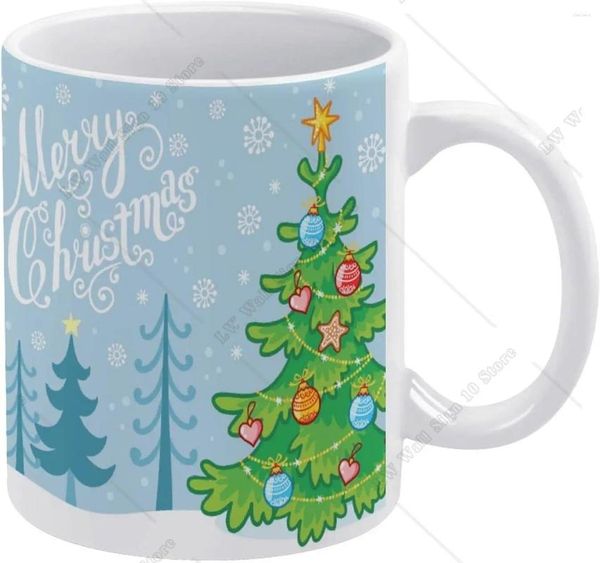 Tazas dibujos animados de navidad Ta taza taza de copo de nieve copa de cerámica para beber con té de té 11 oz para la oficina regalo para el hogar