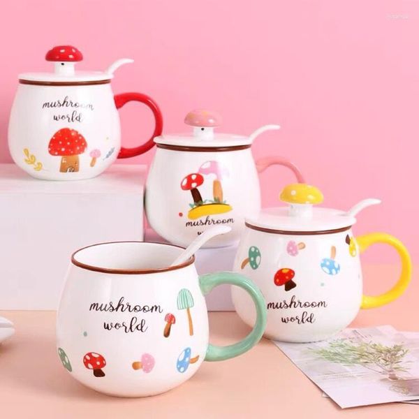 Tazas Taza de setas linda de dibujos animados Taza de café Oficina de cerámica Desayuno en casa Impresión creativa para amigos y familiares